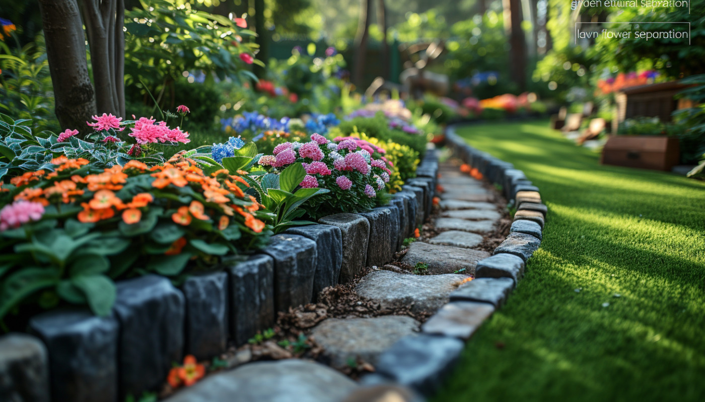Création de bordures de jardin pour une séparation naturelle entre gazon et parterres de fleurs